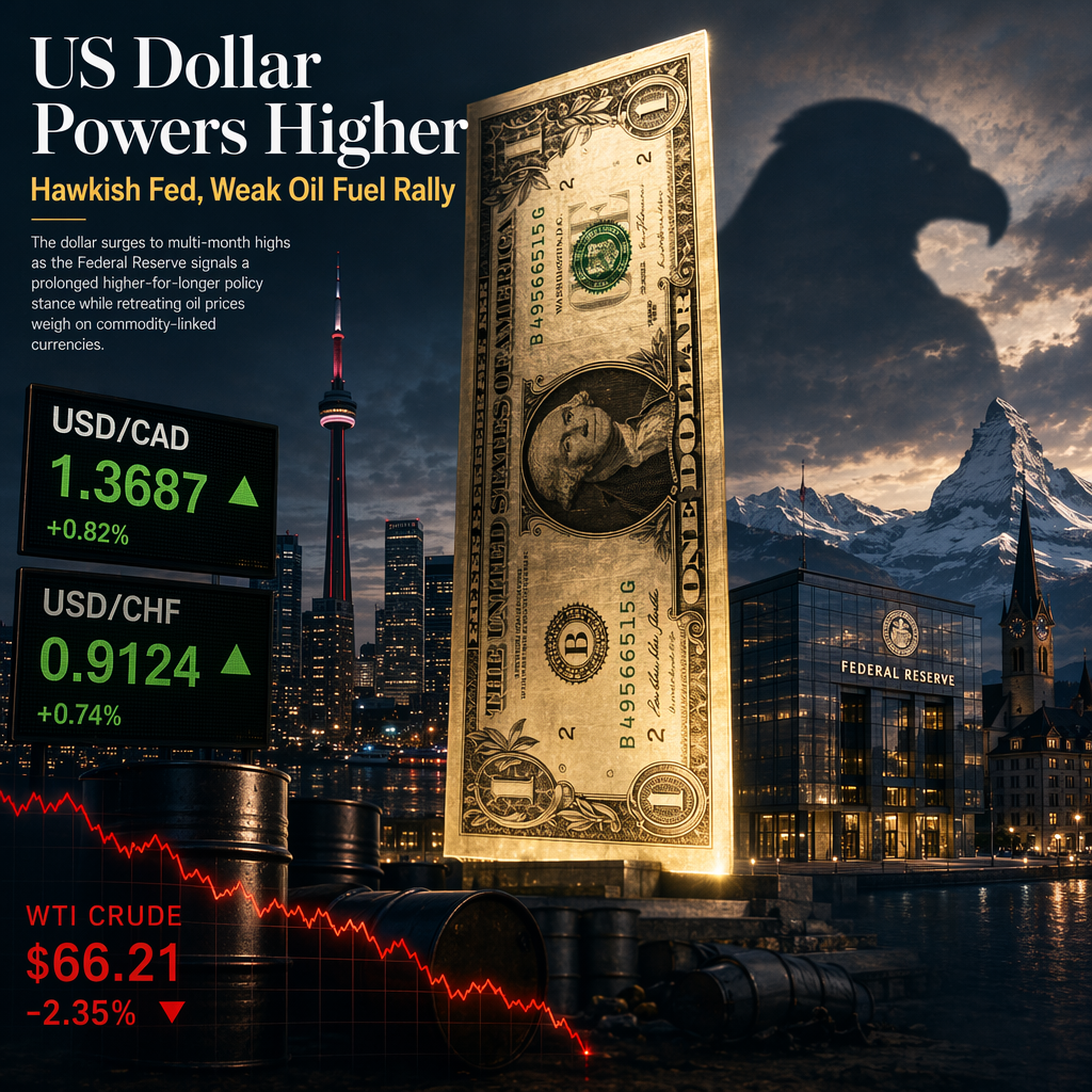 US Dollar Surges to Multi-Month Highs Amid Hawkish Fed Outlook and Weak Oil Prices