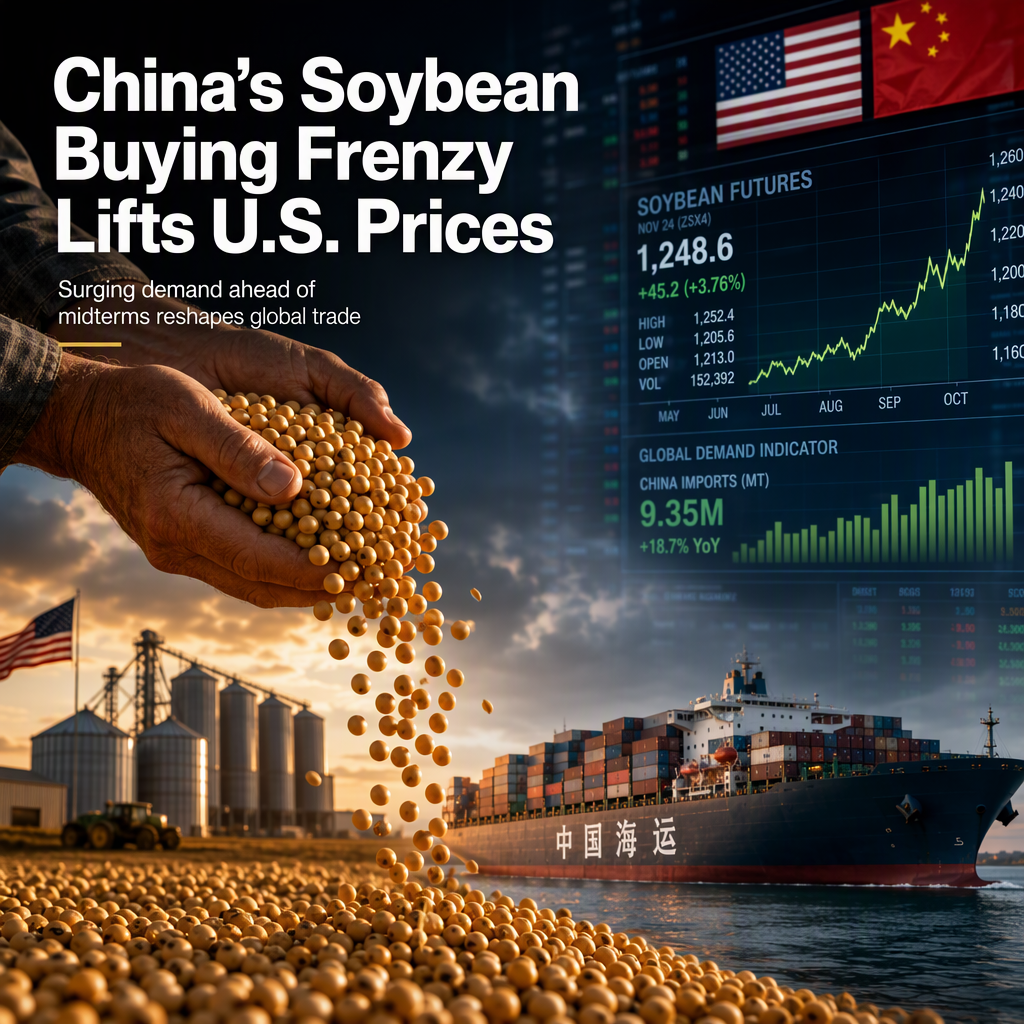 China's Soybean Purchases Surge Over Fourfold, Lifting U.S. Prices Ahead of Midterms