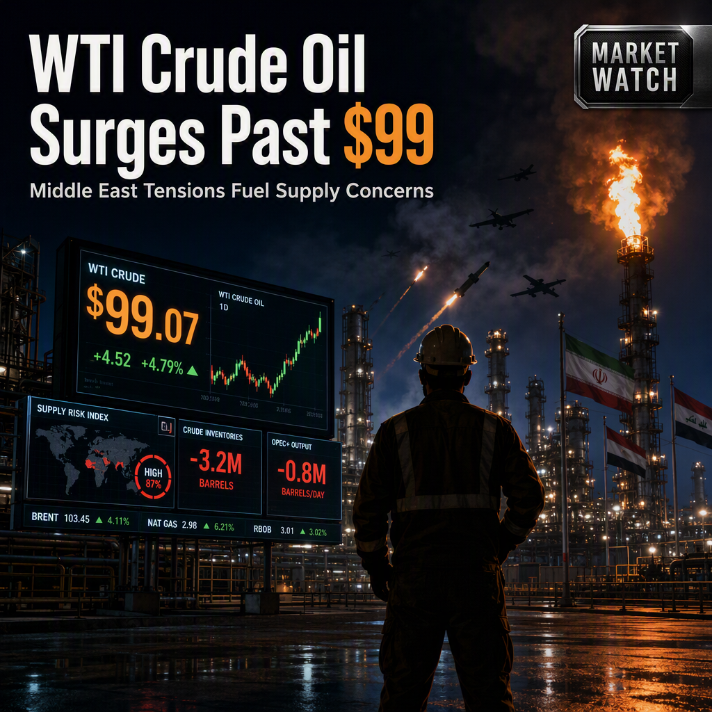 WTI Crude Oil Surges Above $99 Amid Middle East Tensions and Supply Concerns