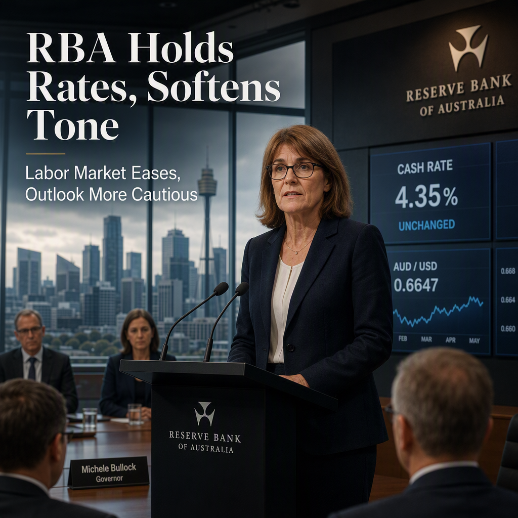 RBA Softens Hawkish Stance, Keeps Rates Unchanged as Labor Market Eases