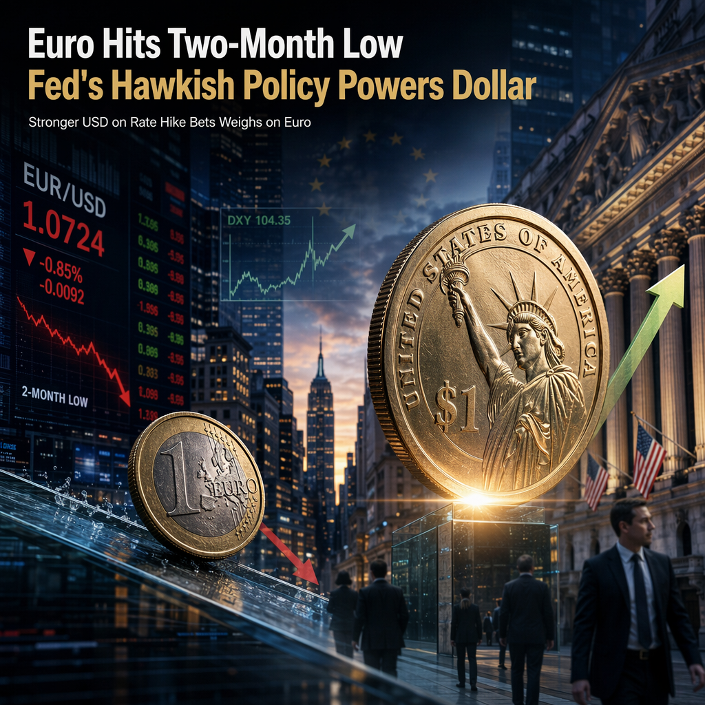 Euro Falls to Two-Month Low as Fed's Hawkish Stance Boosts US Dollar