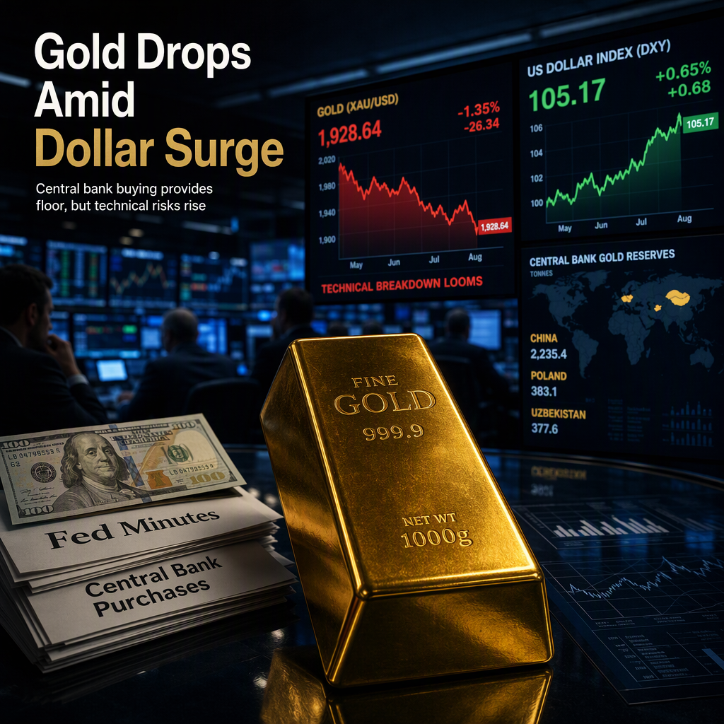Gold Slides as US Dollar Strengthens and Technical Breakdown Looms Despite Robust Central Bank Buying