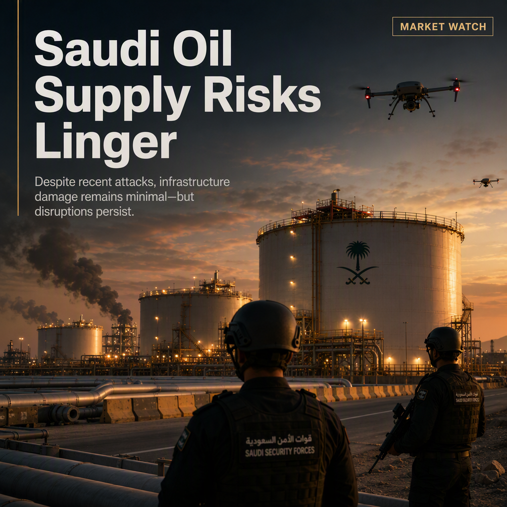 Saudi Oil Supply Risks Persist Amid Recent Attacks Despite No New Infrastructure Damage