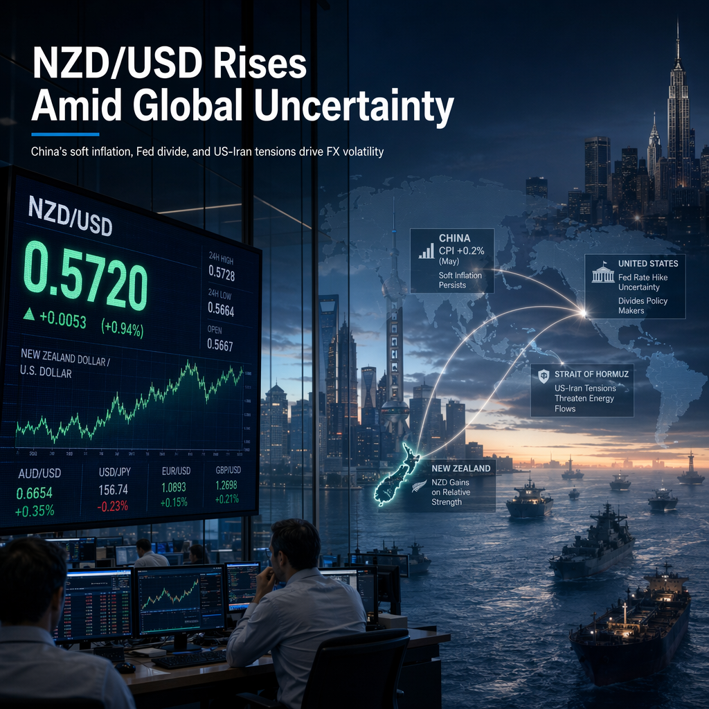 NZD/USD Rises Despite Softer China CPI and Fed Rate Hike Uncertainty Amid US-Iran Tensions