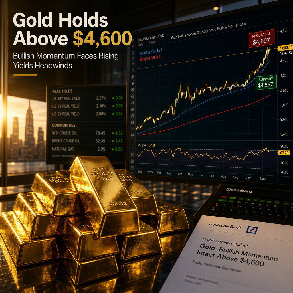Gold Holds Above $4,600 Amid Bullish Momentum Despite Rising Real Yields