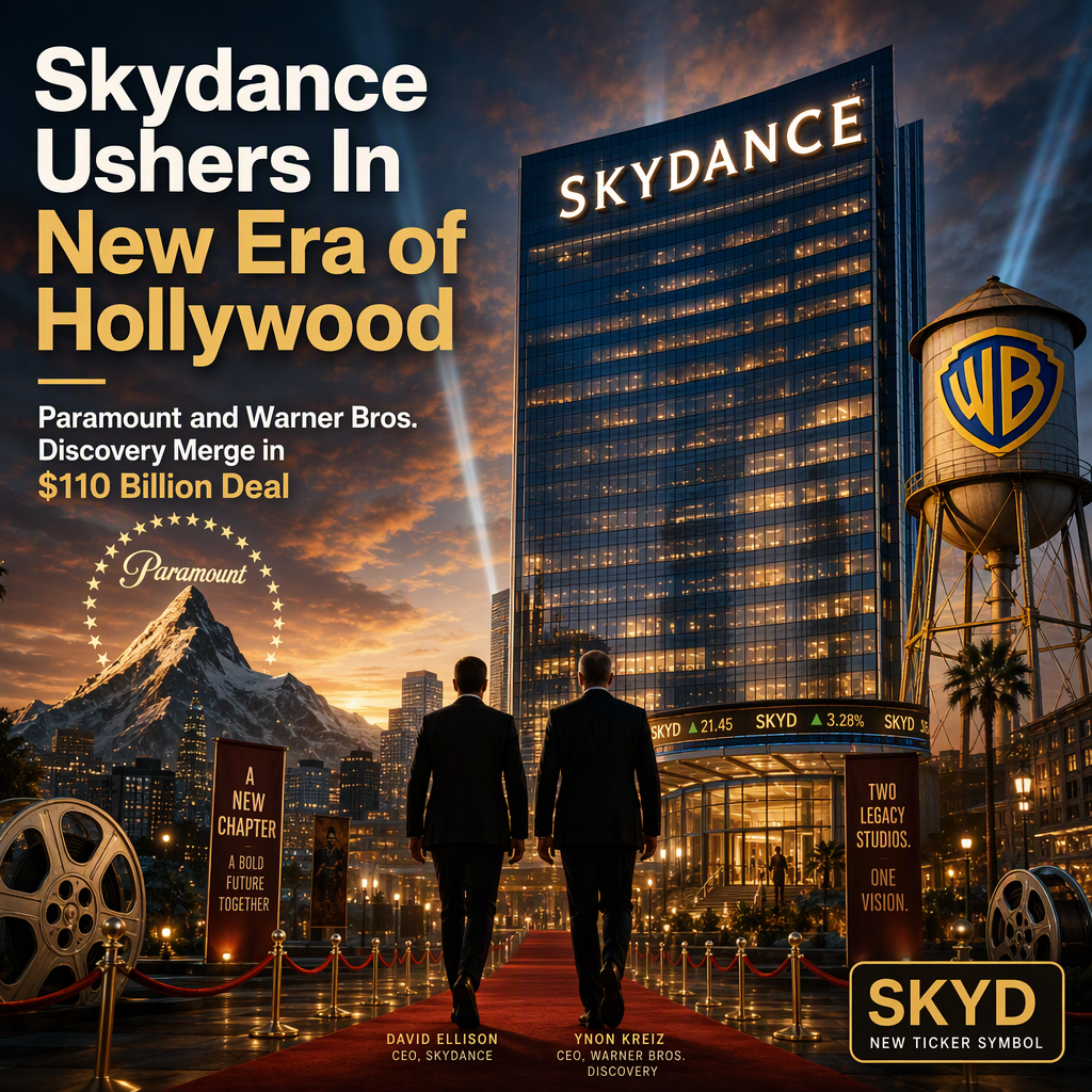 Skydance to Become New Name for Merged Paramount and Warner Bros. Discovery in $110 Billion Deal
