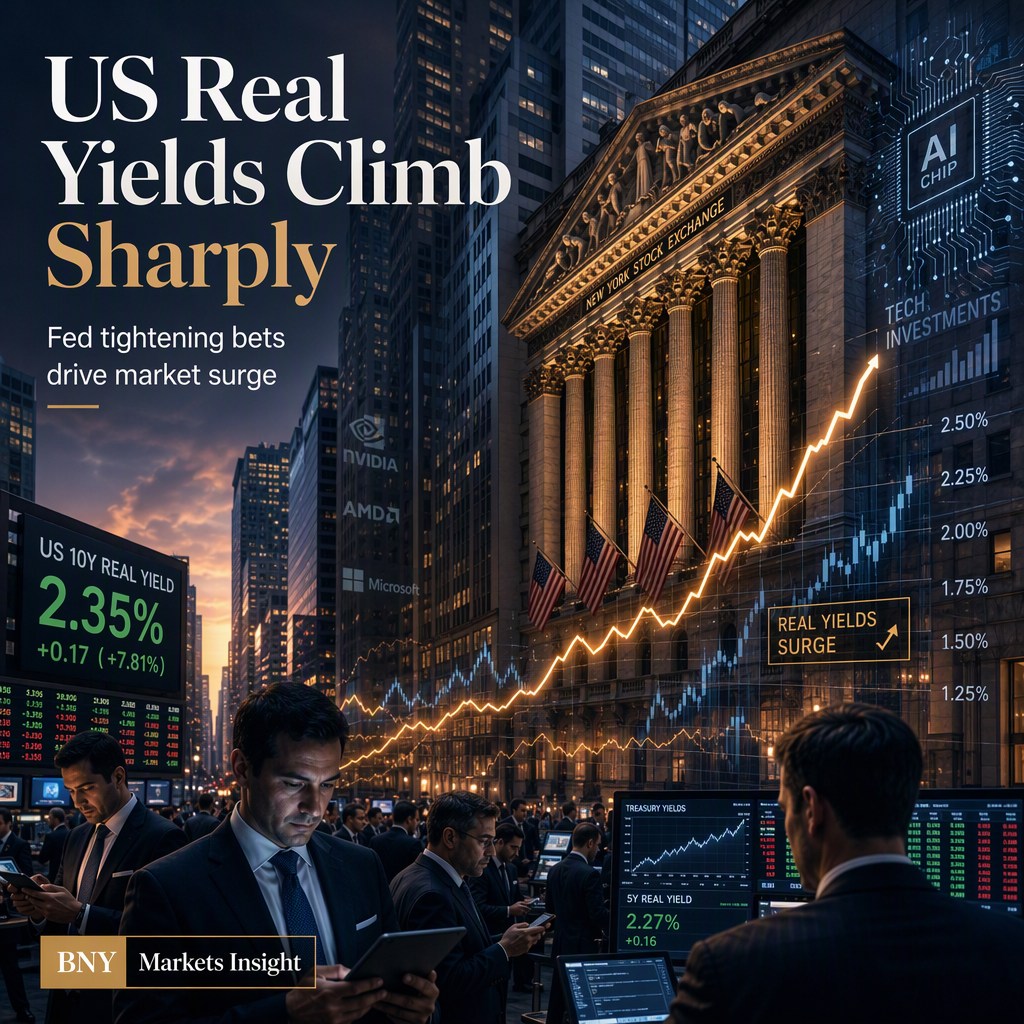 US Real Yields Surge as Markets Price in Further Fed Tightening, Says BNY Markets