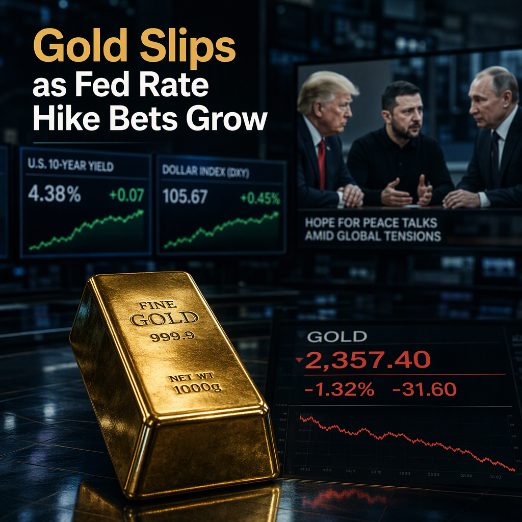 Gold Slips as Fed Rate Hike Bets and Peace Hopes Weigh on Safe-Haven Demand