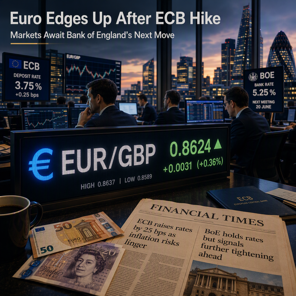 Euro Edges Higher Against Pound After ECB Rate Hike, Market Awaits BoE Decision