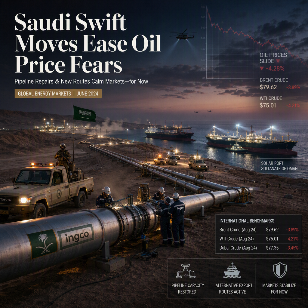 Oil Prices Slide as Saudi Arabia Restores Pipeline Capacity and Offers Alternative Export Routes