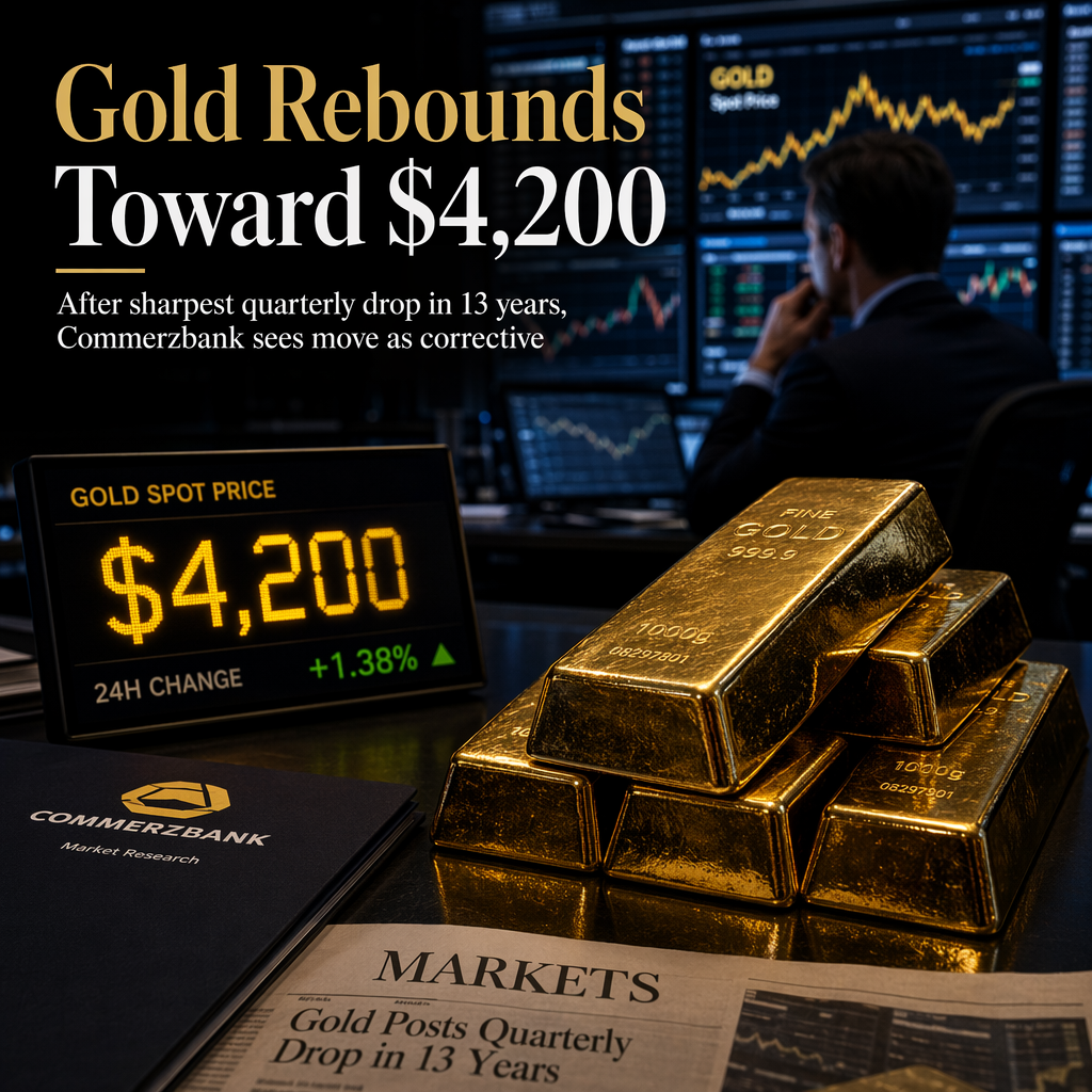 Gold Rebounds Toward $4,200 After Sharpest Quarterly Drop in 13 Years, Commerzbank Sees Move as Corrective