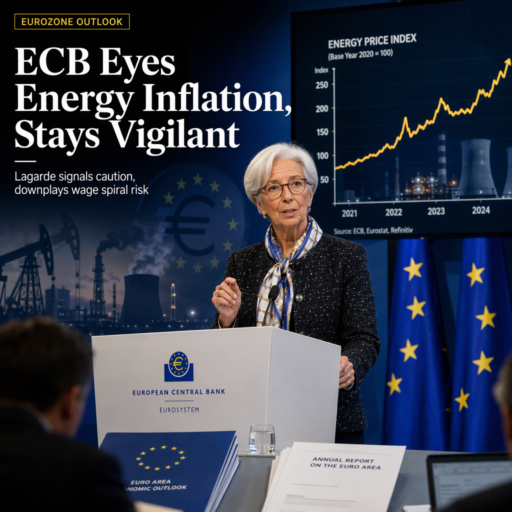 ECB's Lagarde Flags Energy-Driven Inflation, Downplays Second-Round Effects