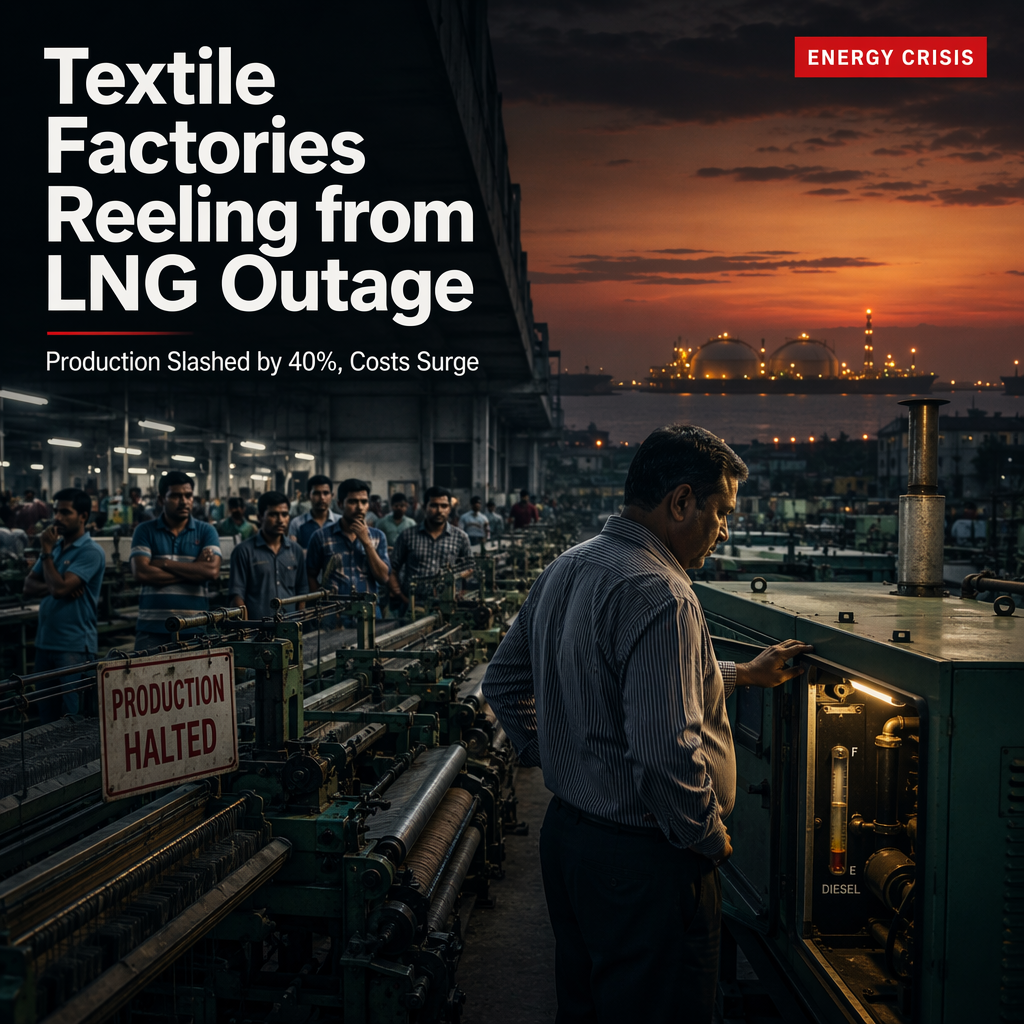 Bangladesh Textile Sector Hit Hard by LNG Terminal Outage, Production Slashed by Up to 40%