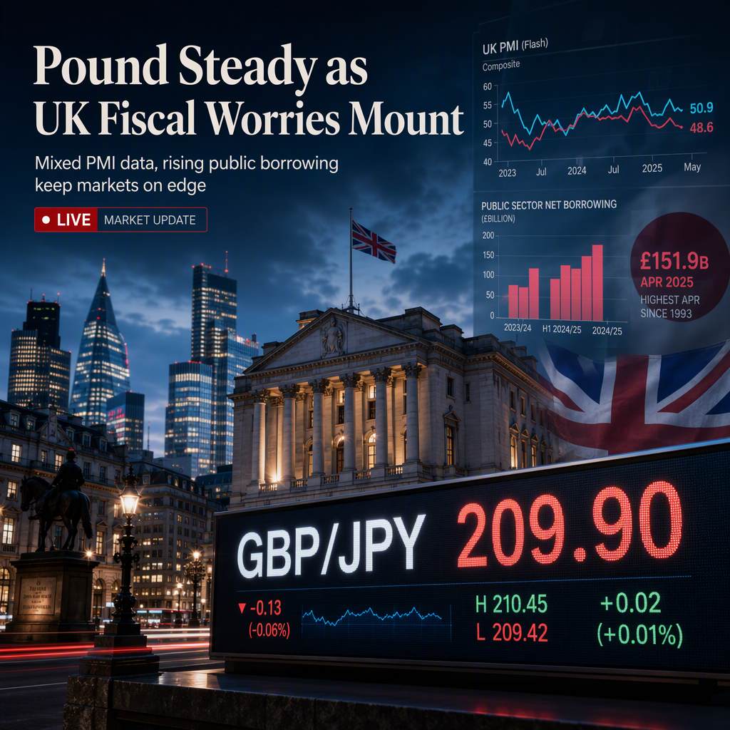 British Pound Holds Steady Against Yen After Mixed UK PMI Data and Rising Public Borrowing