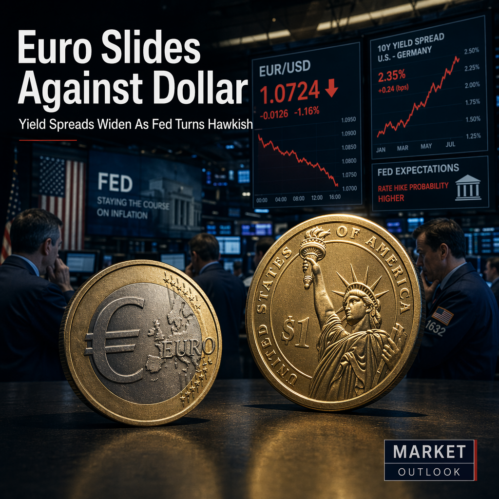 Euro Weakens Against US Dollar Amid Widening Yield Spreads and Hawkish Fed Expectations