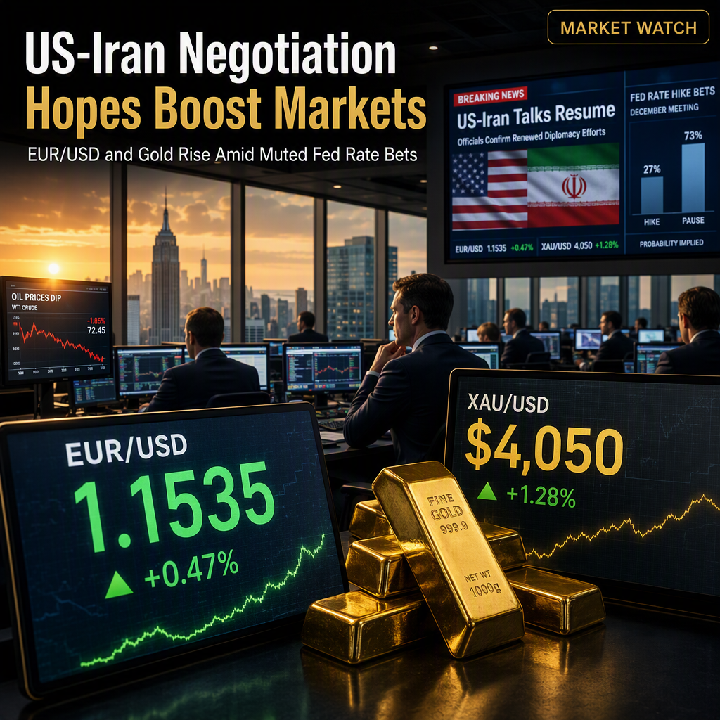 US-Iran Negotiation Hopes Lift EUR/USD and Gold Amid Muted Fed Rate Hike Bets