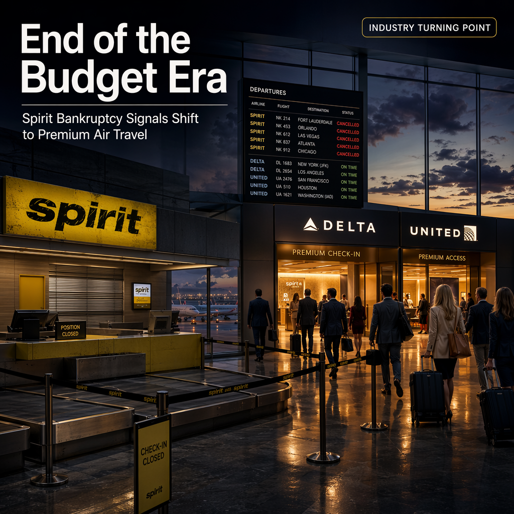 Spirit Airlines Bankruptcy Signals Shift Away from Budget Travel as Premium Demand Surges