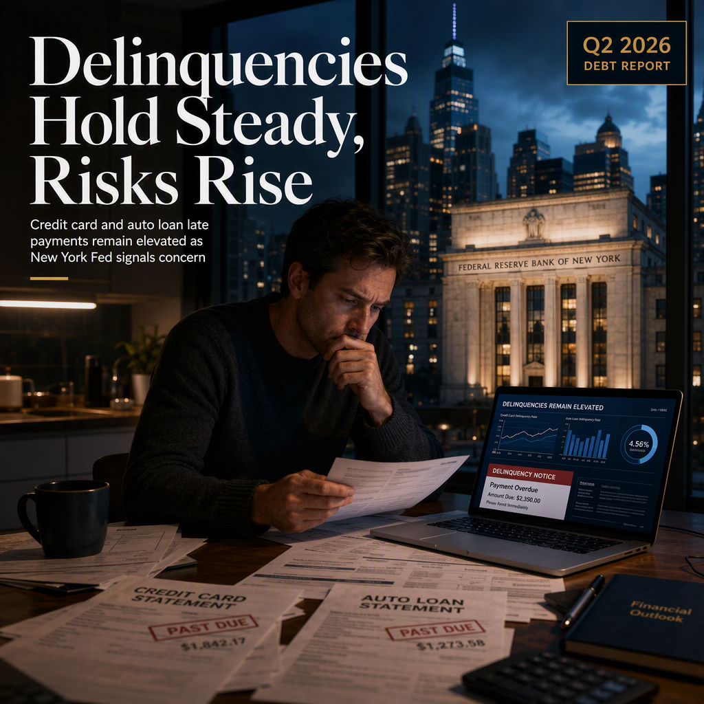 New York Fed Reports Credit Card and Auto Loan Delinquencies Remain Elevated in Q2 2026