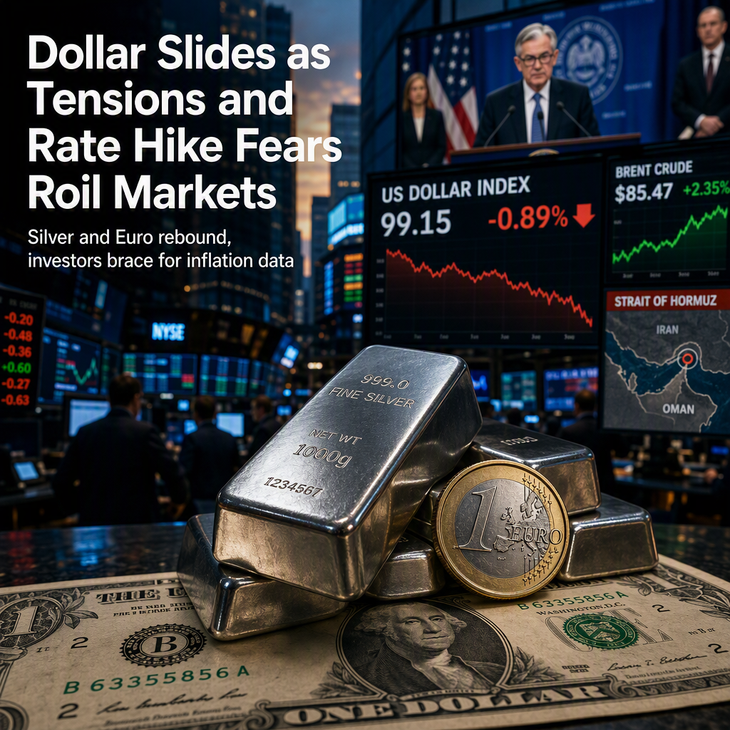 US Dollar Weakens Amid Rising Rate Expectations and Geopolitical Tensions, Impacting Silver and Euro Markets