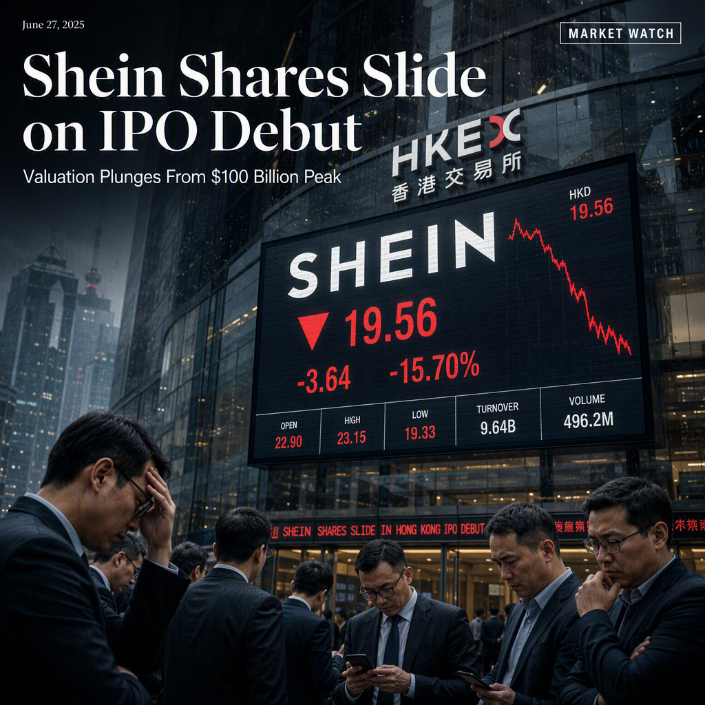 Shein Shares Slide on Hong Kong IPO Debut, Valuation Plunges from $100 Billion Peak