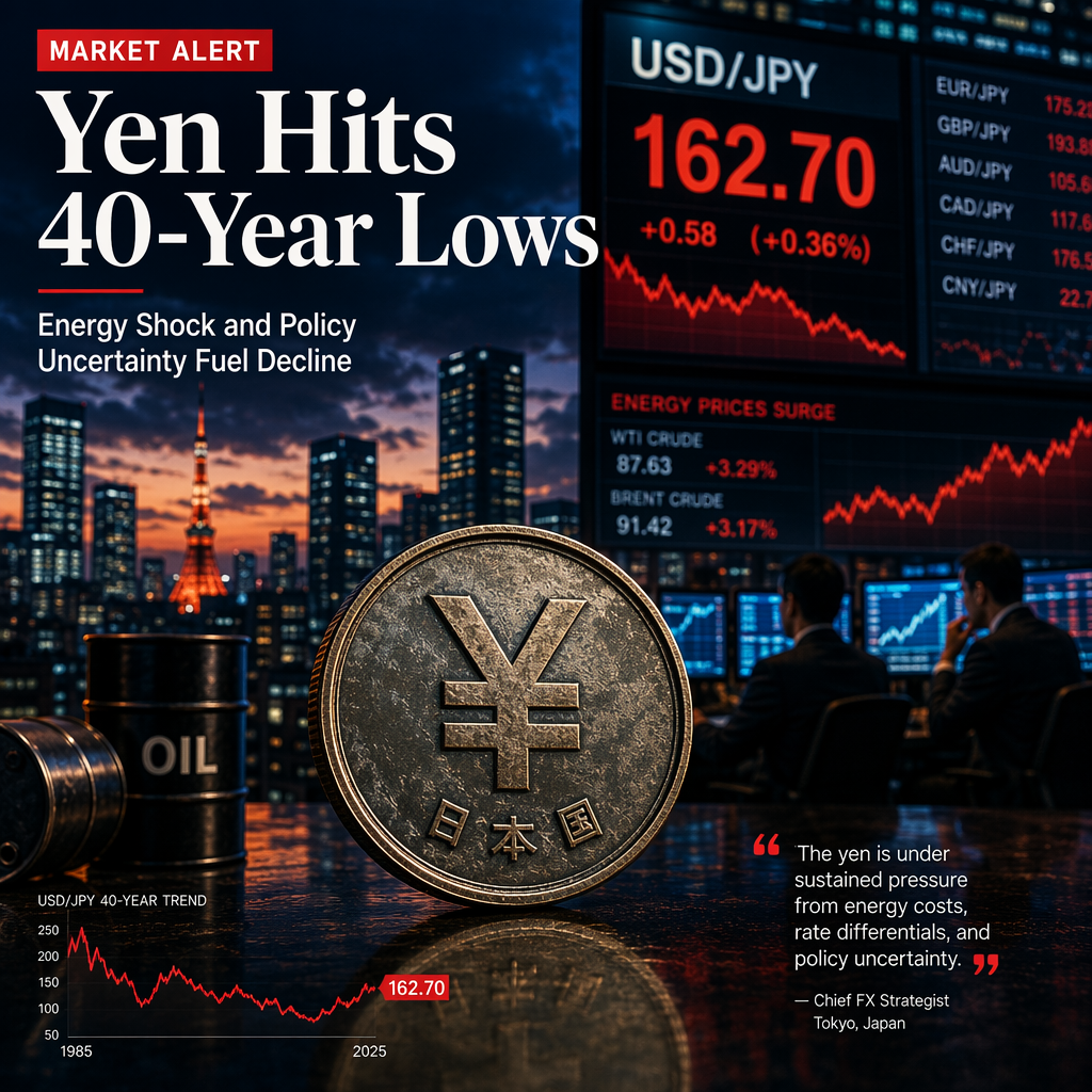 Japanese Yen Nears 40-Year Lows Amid Energy Price Shock and Policy Uncertainty