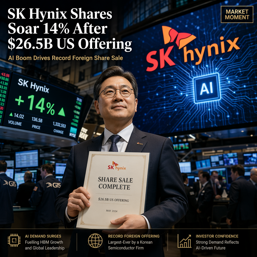 SK Hynix Surges 14% After Record $26.5 Billion US Share Sale Amid AI Boom