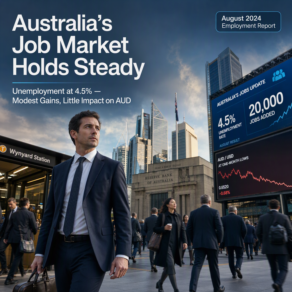 Australia's Unemployment Rate Expected to Hold Steady at 4.5% in August Amid Modest Job Gains