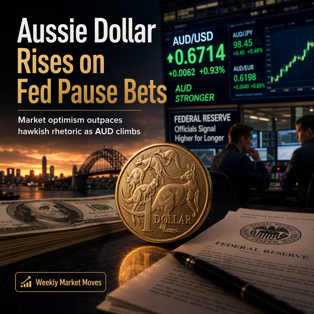 Aussie Dollar Climbs Amid Fed Pause Bets Despite Hawkish Rhetoric