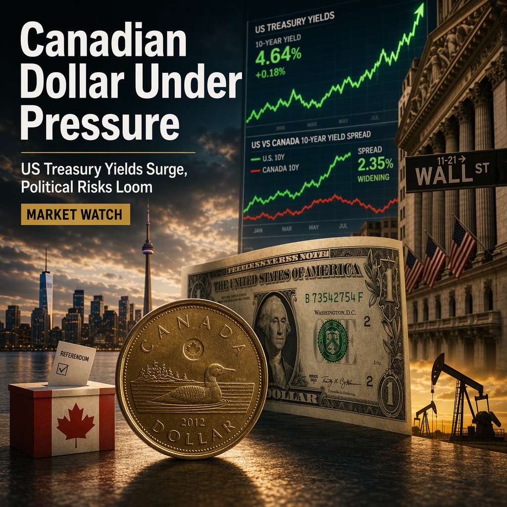 Canadian Dollar Slides as US Treasury Yields Surge and Political Risks Loom