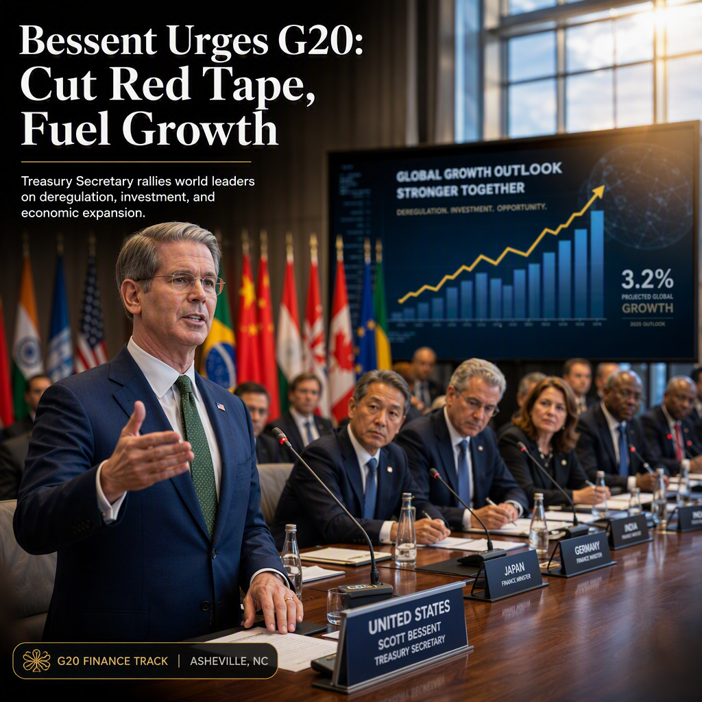 Treasury Secretary Bessent Calls on G20 to Embrace Deregulation and Growth-First Policies
