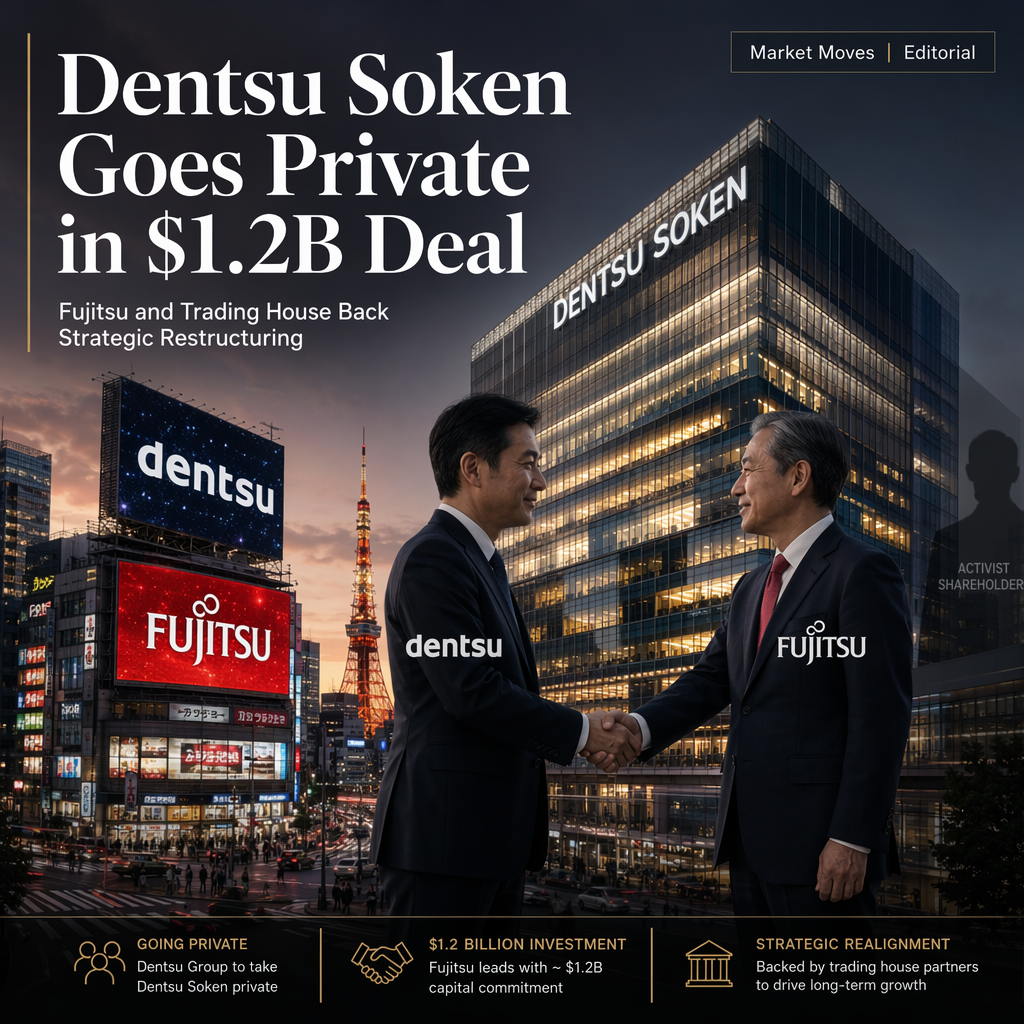 Dentsu Group to Take Dentsu Soken Private with $1.2 Billion Investment from Fujitsu and Trading House