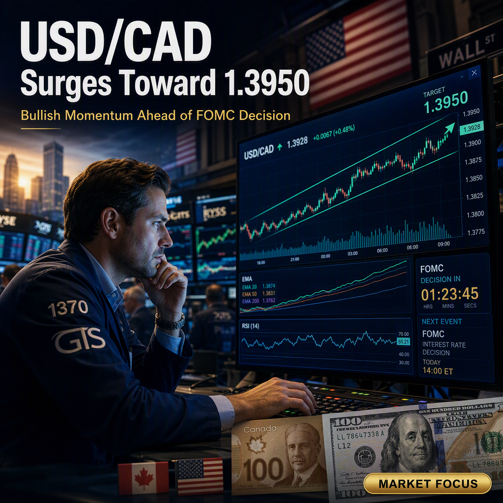 USD/CAD Extends Winning Streak, Eyes 1.3950 Amid Bullish Technicals and FOMC Focus
