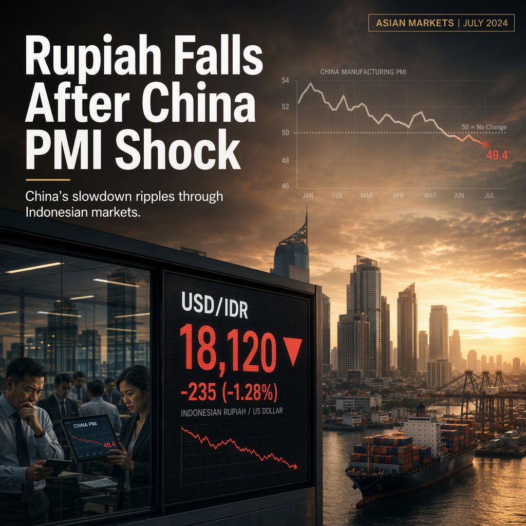 Indonesian Rupiah Weakens as Disappointing China PMI Data Weighs on Sentiment