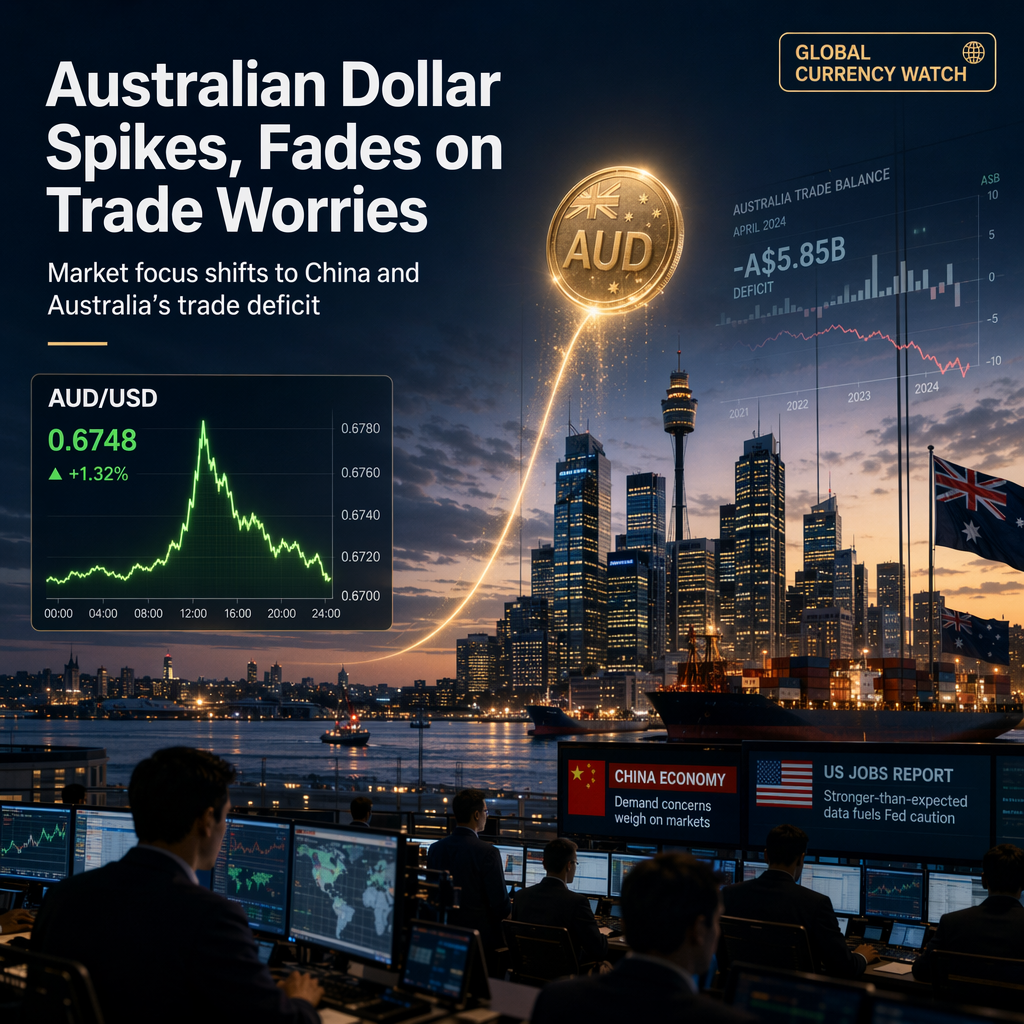 Australian Dollar Rises Briefly on Weak US Payrolls, But Market Focus Remains on Trade Deficit and China