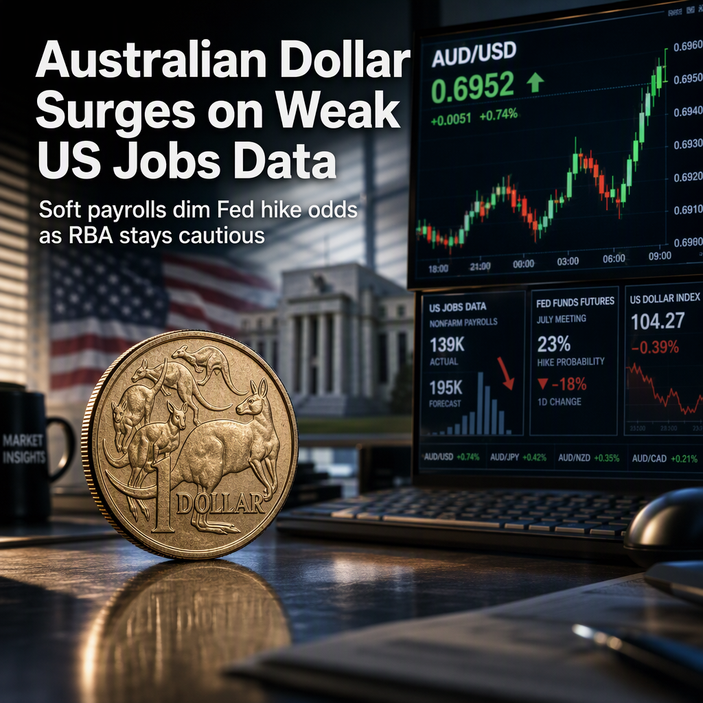 Australian Dollar Rises Above 0.6950 as Soft US Jobs Data Dims Fed Rate Hike Odds
