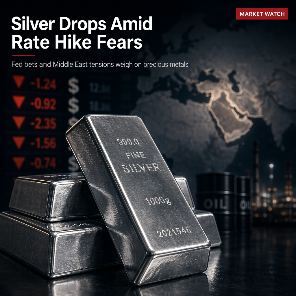 Silver Dips as Fed Rate Hike Bets Offset Middle East Tensions