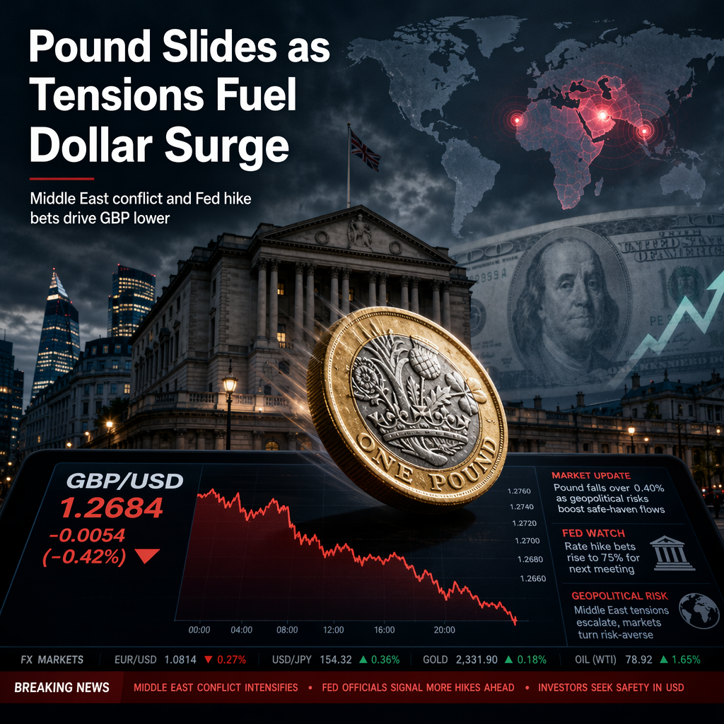 British Pound Falls Over 0.40% as Middle East Tensions Boost US Dollar and Fed Hike Bets