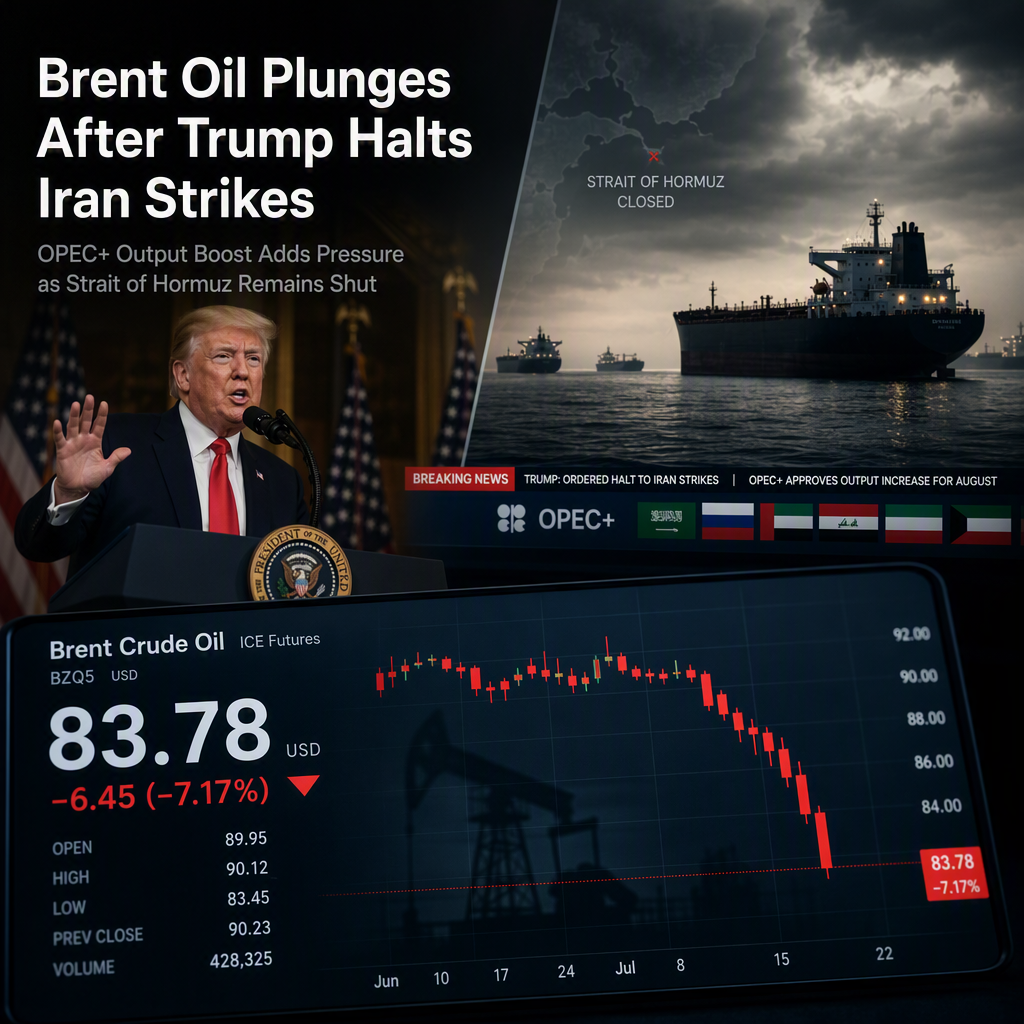 Brent Oil Plunges Over 7% as Trump Halts Strikes on Iran, OPEC+ Approves Output Increase