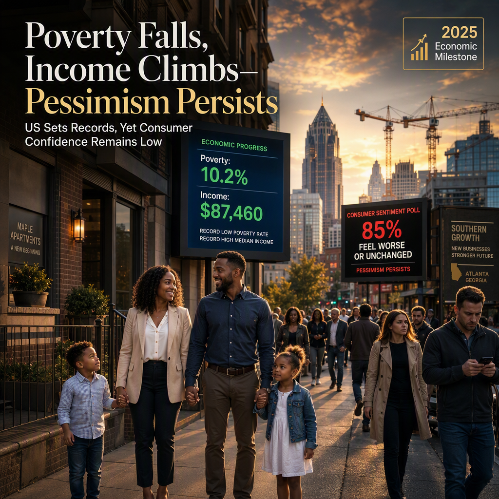 US Poverty Rate Hits Historic Low as Median Income Climbs, Despite Persistent Consumer Pessimism