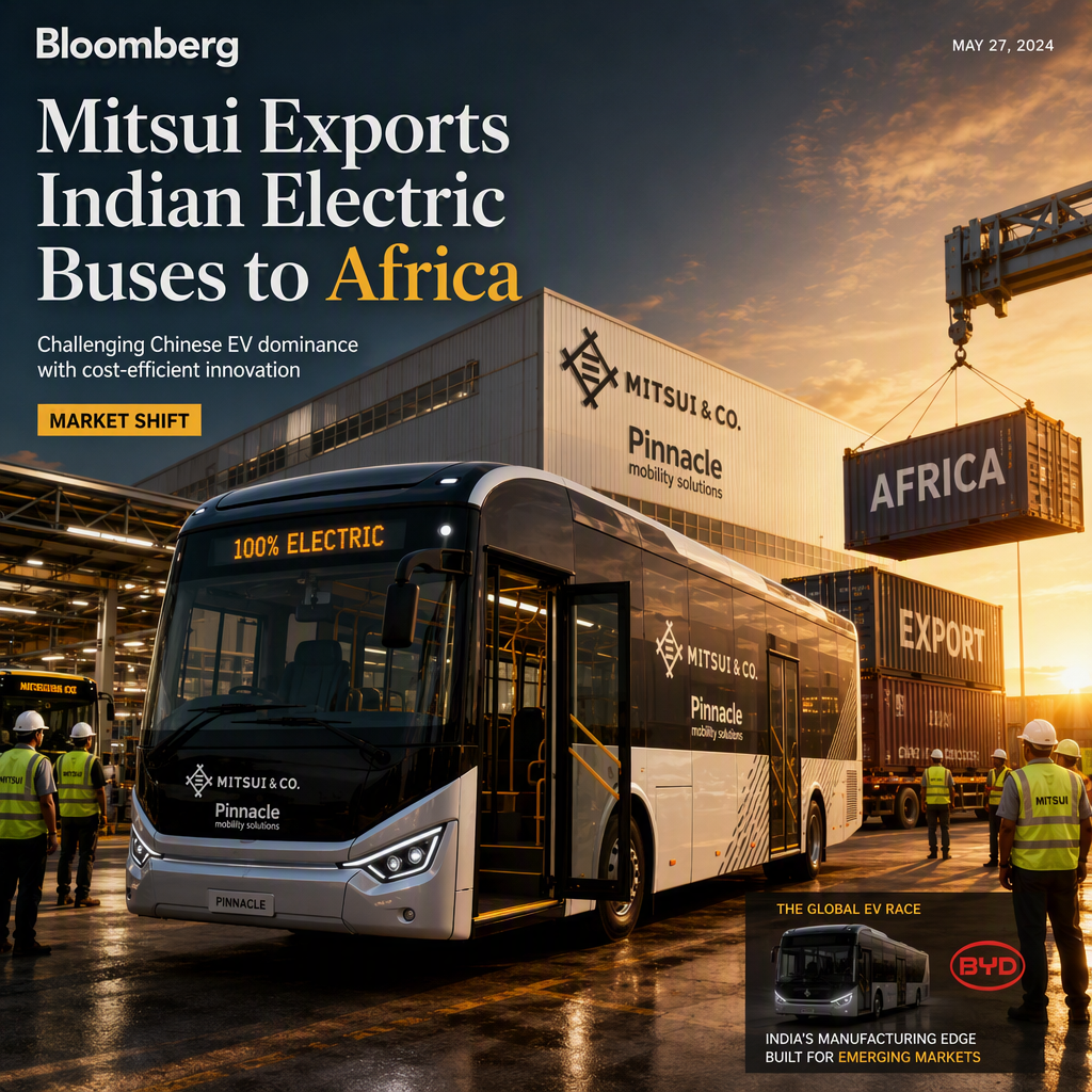 Mitsui Begins Exporting Indian-Made Electric Buses to Africa, Challenging Chinese Dominance