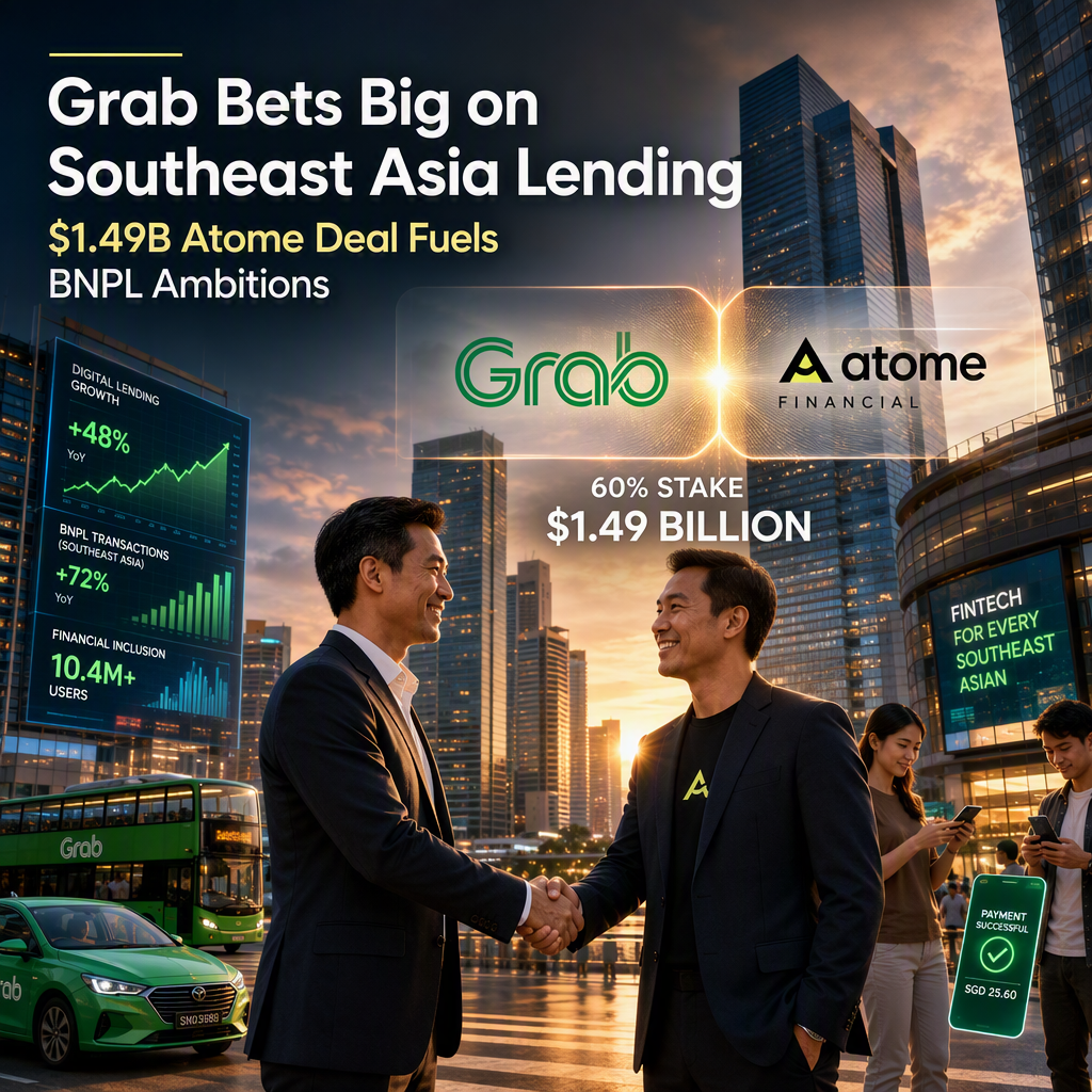 Grab Acquires 60% Stake in Atome Financial for $1.49 Billion to Expand Southeast Asia Consumer Lending