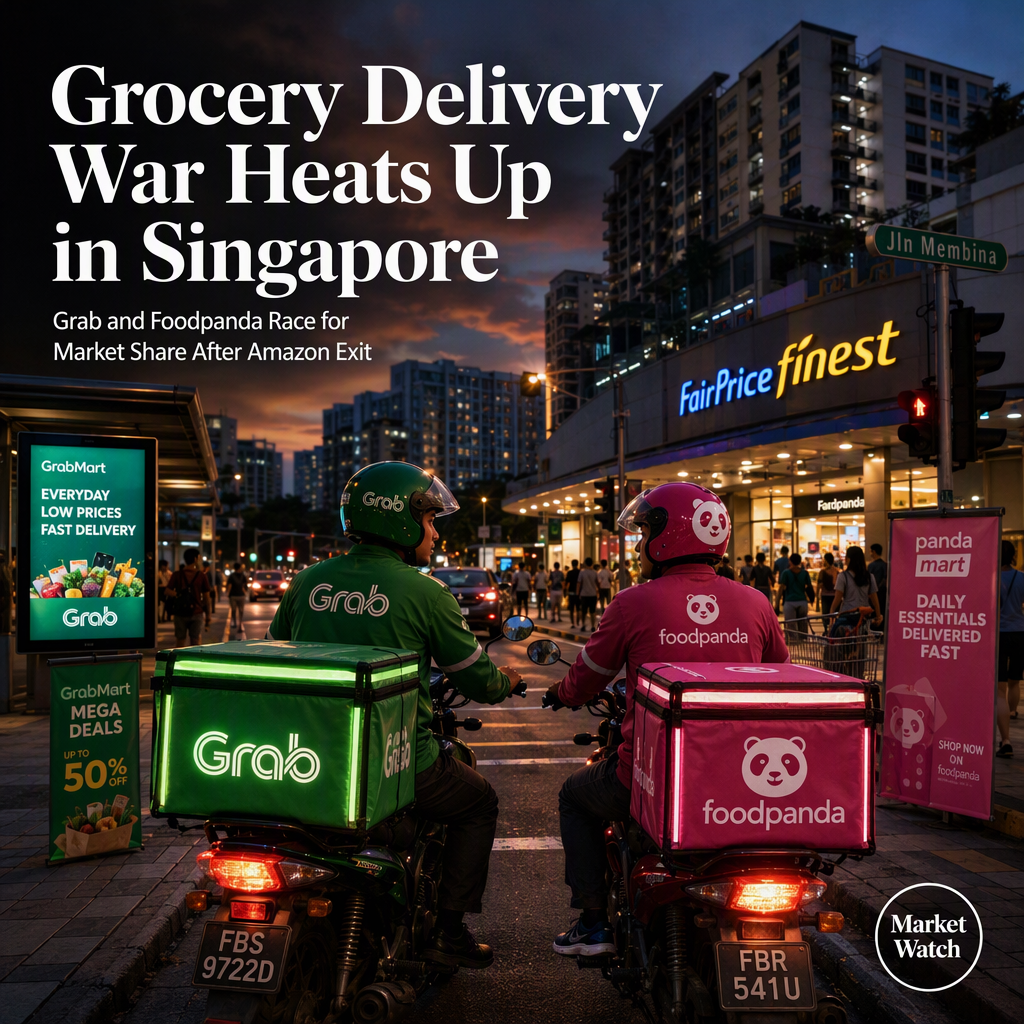 Grab and Foodpanda Intensify Grocery Delivery Battle in Singapore After Amazon Exit