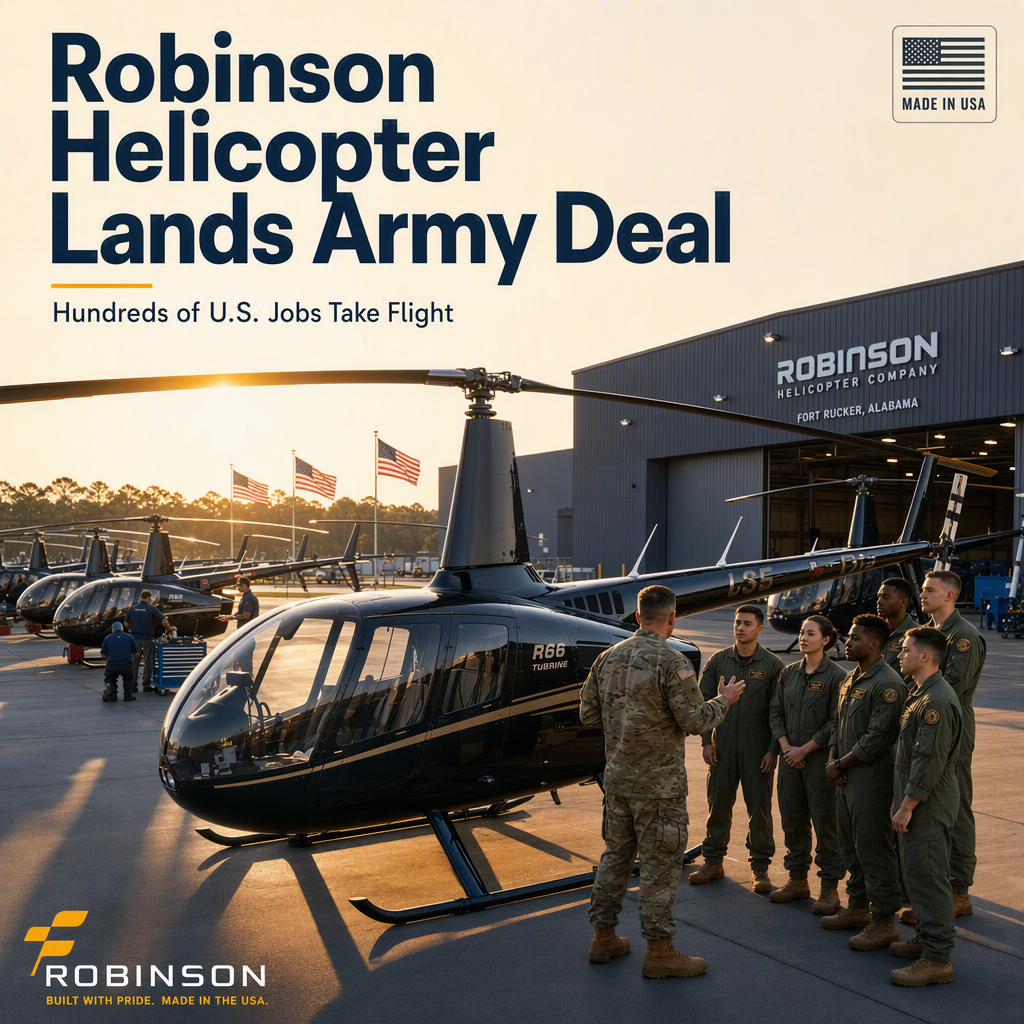 Robinson Helicopter Secures Major U.S. Army Training Contract, Promising Hundreds of U.S. Jobs