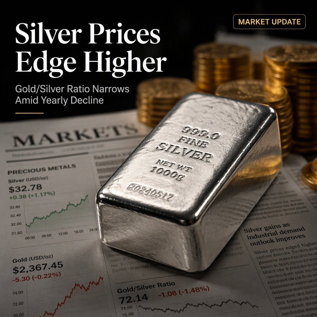 Silver Prices Edge Higher, Gold/Silver Ratio Declines Amid Year-to-Date Losses