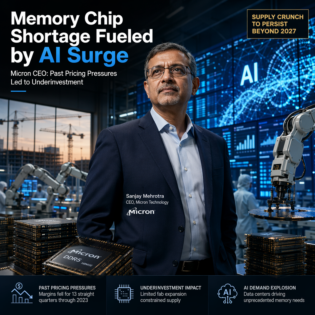 Micron CEO Attributes Memory Chip Shortage to Past Pricing Pressures and Surging AI Demand