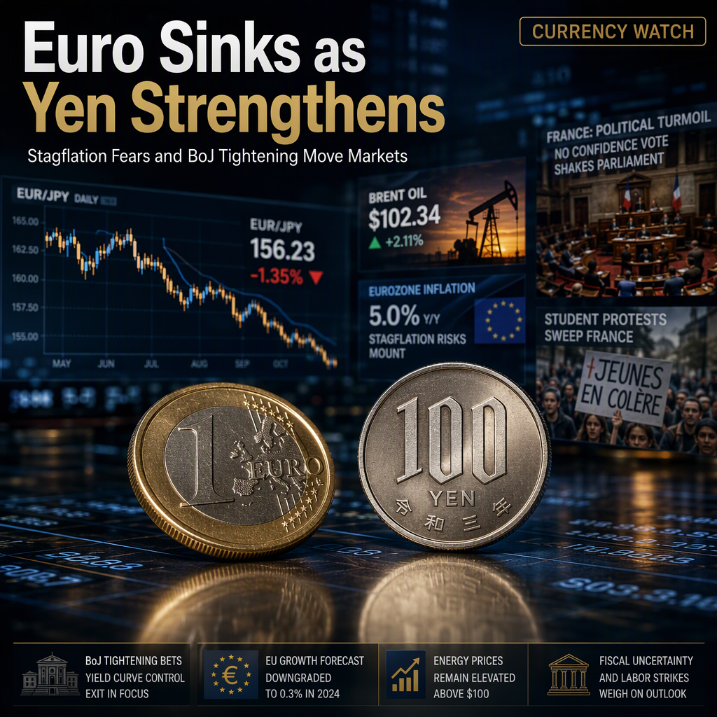 Euro Weakens Against Yen Amid BoJ Tightening Bets and Eurozone Stagflation Fears