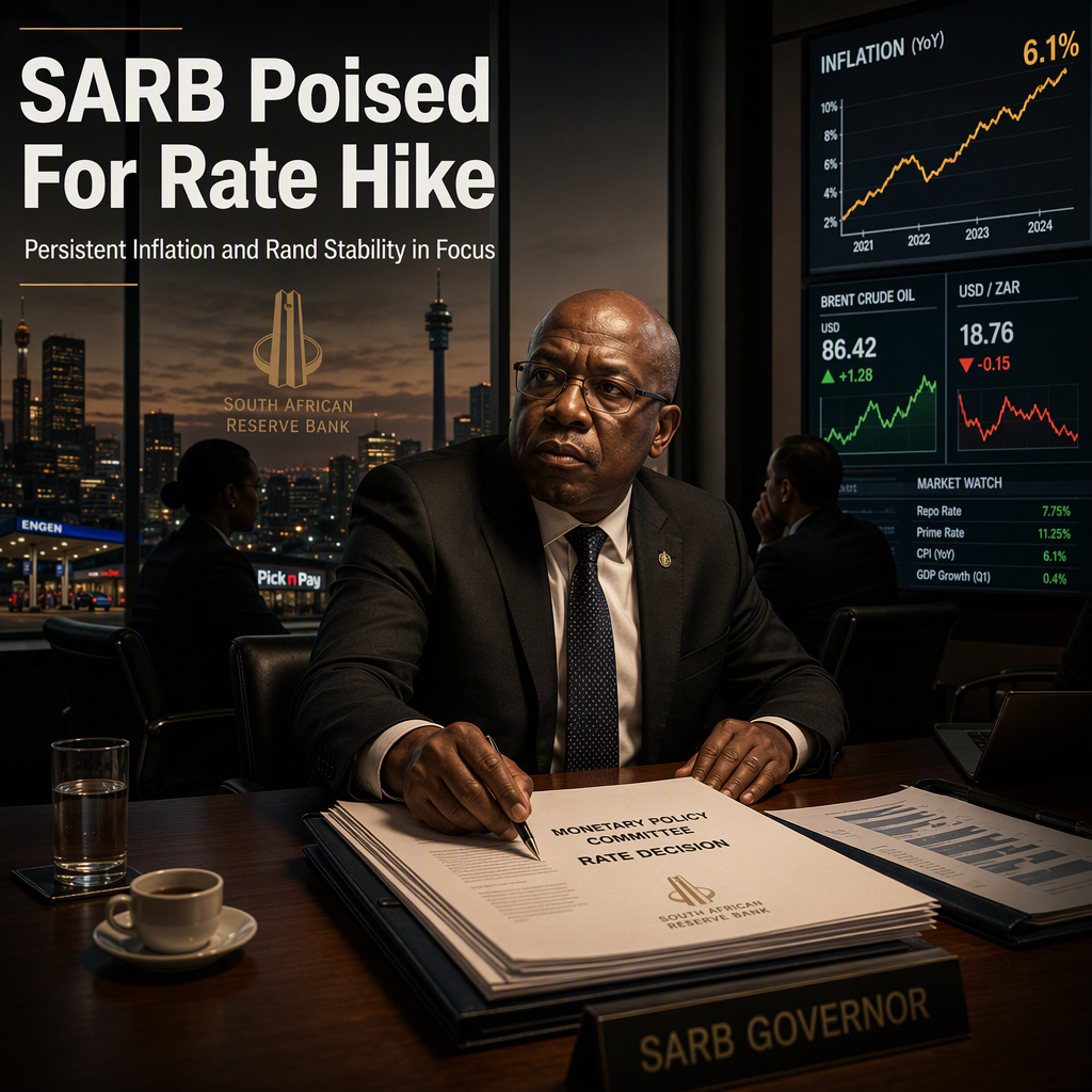 Commerzbank Expects SARB to Hike Rates Amid Persistent Inflation and Growth Concerns