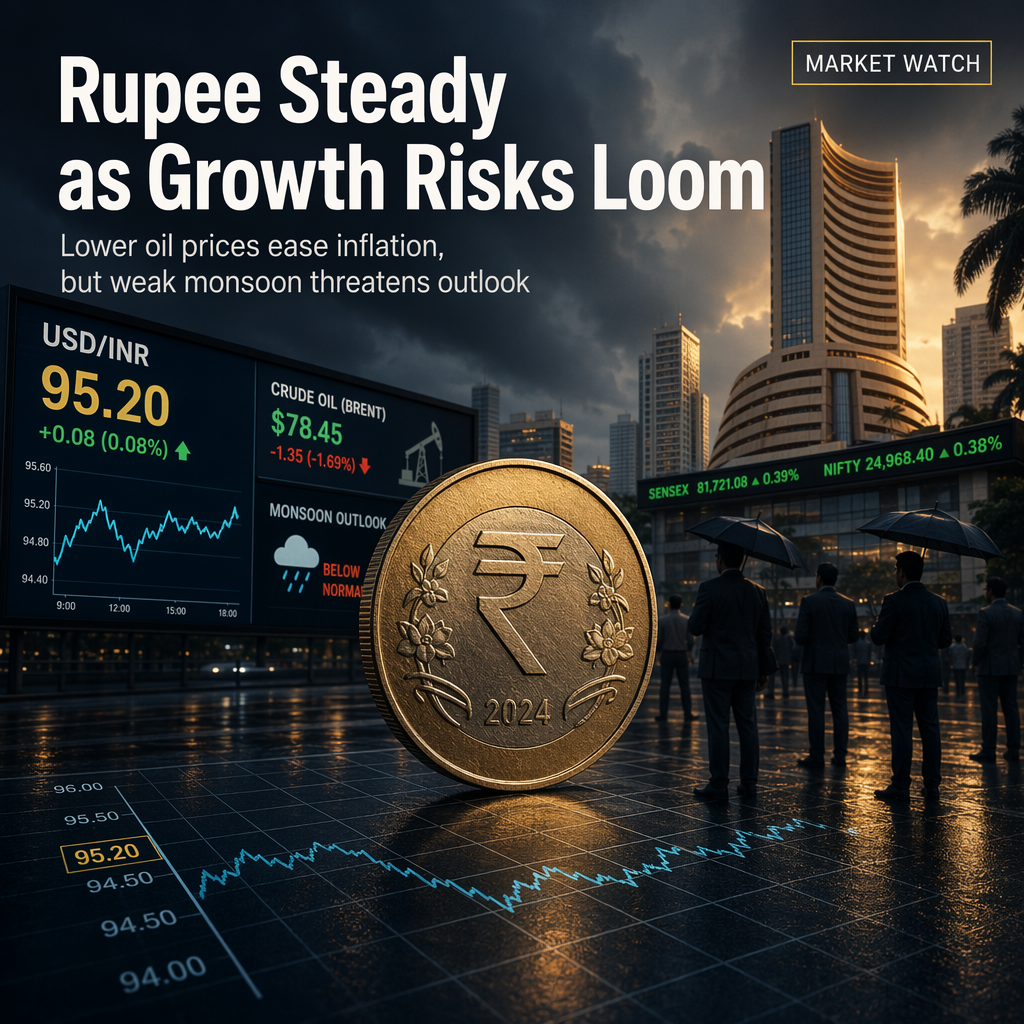 Indian Rupee Holds Steady in 94–96 Range Amid Growth Risks and Easing Inflation