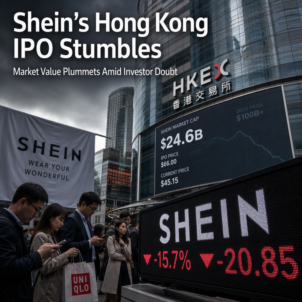 Shein Shares Fall Below IPO Price in Hong Kong Debut, Market Value Plummets from 2022 Peak