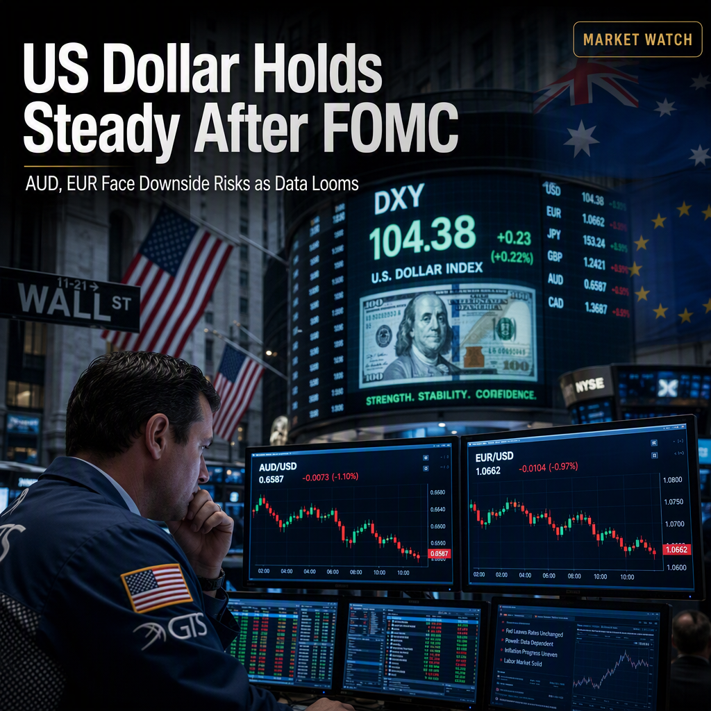US Dollar Consolidates Post-FOMC as AUD and EUR Face Downside Risks Amid Data Focus